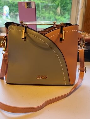Two-Tone Pink and Gray Crossbody Bag